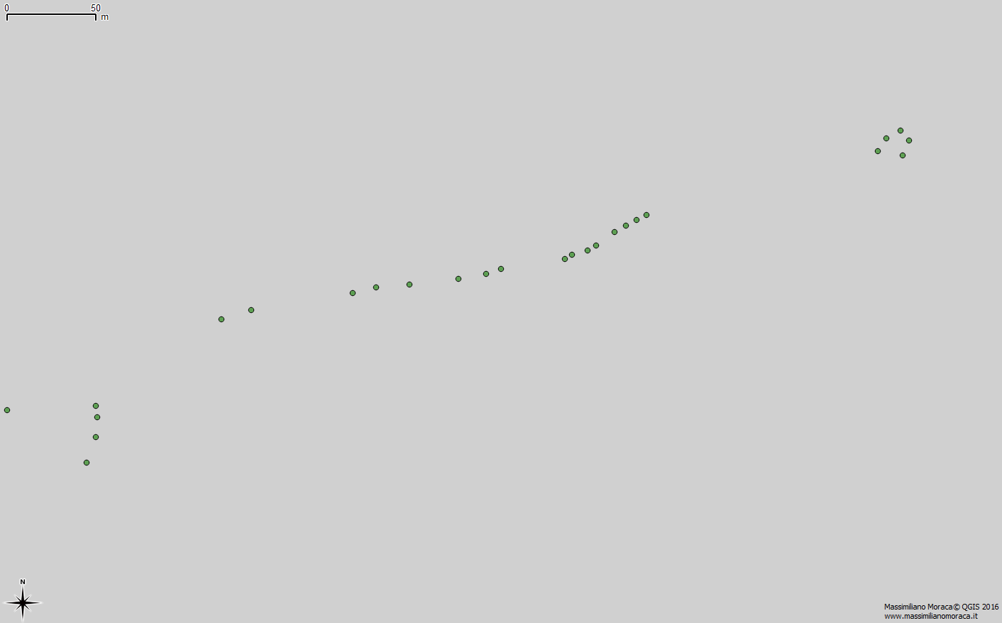 Fig.1 - Vettore puntuale: in questa immagine sono riportate le posizioni di alberi